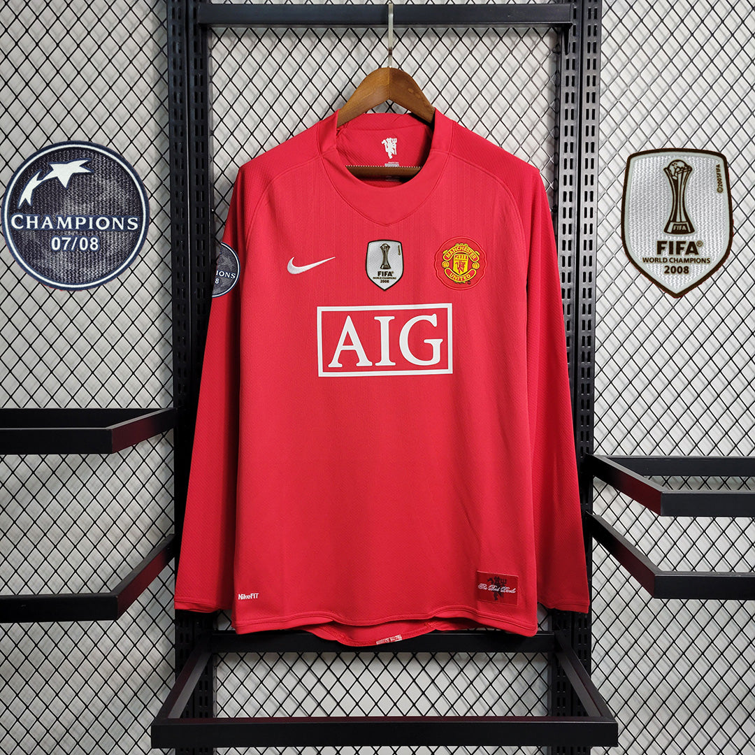 MANCHESTER UNITED 2008 MANGA LARGA RETRO